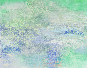 Laura Fayer, "Awakening," acrylic and Japanese paper on canvas