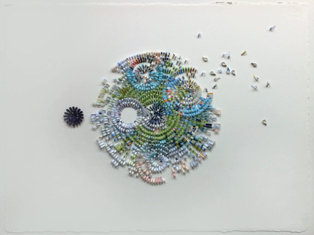 Pauline Galiana, "Shredded 34," paper collage on paper