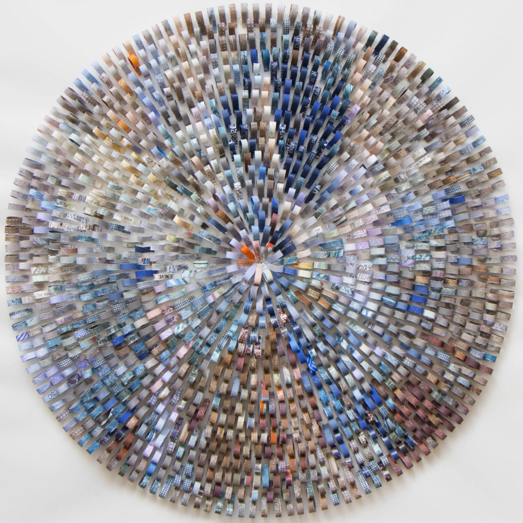 Pauline Galiana, "Shredded Impression 5," paper collage on Mylar