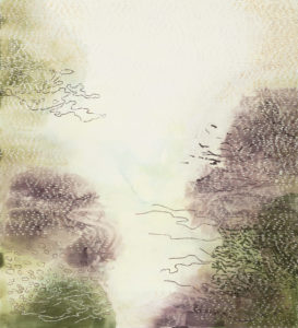 Laura Fayer, "Gladly Beyond," acrylic and Japanese paper on canvas