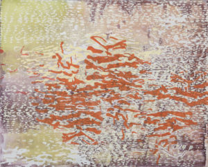 Laura Fayer, "Reunion," acrylic and Japanese paper on canvas