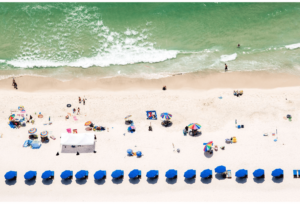 Blue Line of Umbrellas