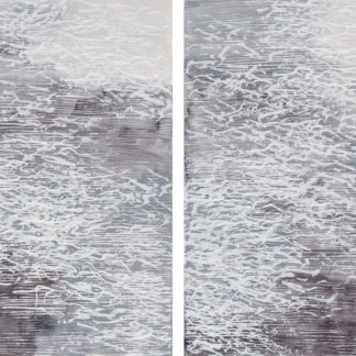 Laura Fayer, "The Shadow Project," acrylic, Japanese paper on paper; diptych