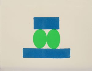Cynthia Kirkwood, "Two, Green and Blue," serigraph on Munken paper