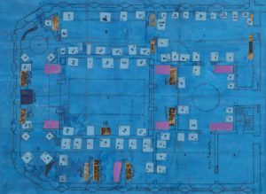 Eugene Brodsky, "LCX Blue," ink on silk, mounted on paper