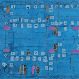Eugene Brodsky, "LCX Blue," ink on silk, mounted on paper