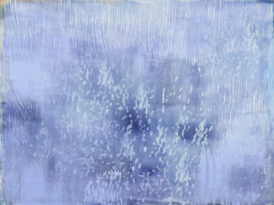 Laura Fayer, "Sky Castle," acrylic, Japanese paper on canvas
