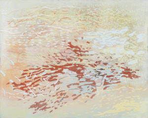 Laura Fayer, "Field Notes," acrylic, Japanese paper on canvas