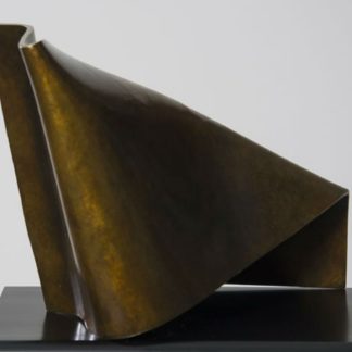 oe Gitterman, "Folded Form 9," patinated bronze with black oak base