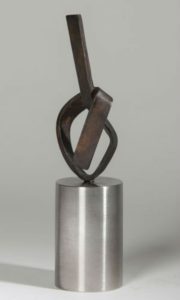 Joe Gitterman, "On Point 6", patinated bronze, polished stainless steel base
