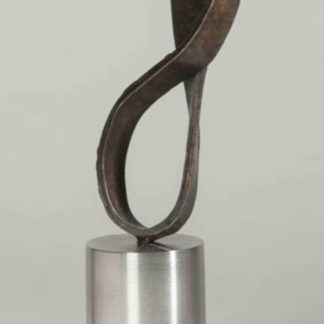 Joe Gitterman, "On Point 5", patinated bronze, polished stainless steel base