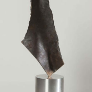 Joe Gitterman, "Leap 7," patinated bronze, polished stainless steel base