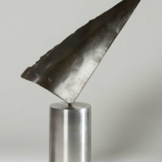 Joe Gitterman, "Leap 5," patinated bronze, polished stainless steel base
