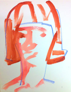 Thomas Libetti, "Untitled Portrait 2," watercolor, Caran D'Ache on watercolor paper