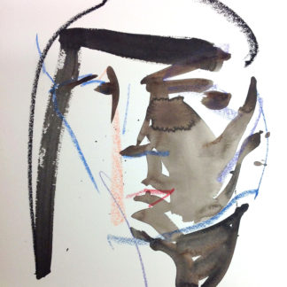 Thomas Libetti, "Untitled Portrait 3," watercolor, Caran D'Ache on watercolor paper