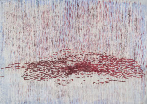 Laura Fayer, "Long Ago," acrylic, rice paper on paper