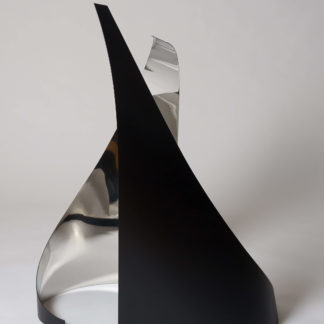 Joe Gitterman, "Duo 4," mirrored stainless steel, powder coating on non-mirrored side