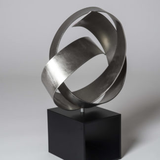 Joe Gitterman, "Round Knot," stainless steel, painted black metal base