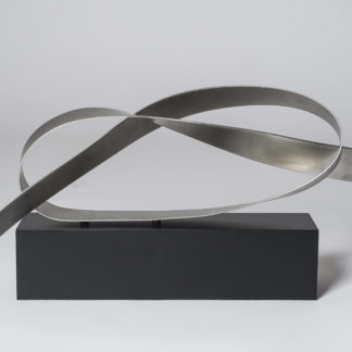 Joe Gitterman, "Poised 5," stainless steel, painted black metal base