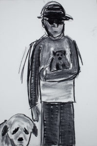 Man at Dog Run with Big 'n 'Lil