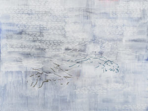 Laura Fayer, "Peak," acrylic, rice paper on canvas