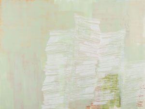 Laura Fayer, "Land of the Free," acrylic, rice paper on canvas