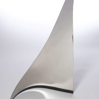 Joe Gitterman, "Gesture 25," mirrored stainless steel, powder coating on non-mirrored side