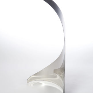 Joe Gitterman, "Gesture 26," mirrored stainless steel, powder coating on non-mirrored side