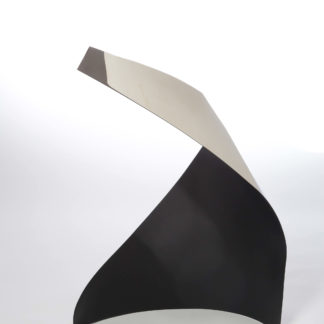Joe Gitterman, "Gesture 22," mirrored stainless steel, powder coating on non-mirrored side