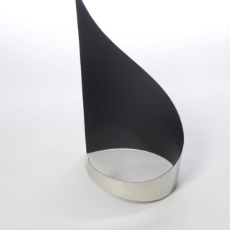 Joe Gitterman, "Gesture 23," mirrored stainless steel, powder coating on non-mirrored side