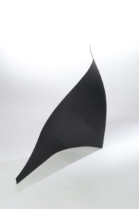 Joe Gitterman, "Gesture 20," mirrored stainless steel, powder coating on non-mirrored side