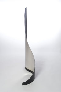 Joe Gitterman, "Gesture 21," mirrored stainless steel, powder coating on non-mirrored side