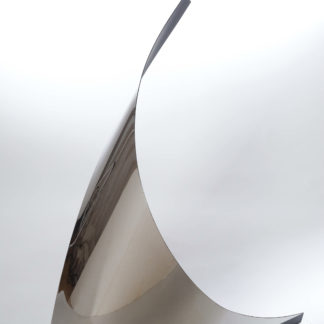 Joe Gitterman, "Gesture 19," mirrored stainless steel, powder coating on non-mirrored side