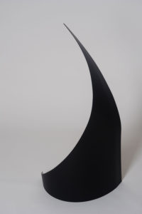 Joe Gitterman, "Gesture 17," mirrored stainless steel, powder coating on non-mirrored side