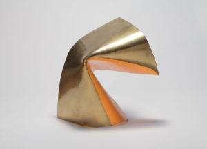 Joe Gitterman, "Movement 16", mirror polished bronze with automobile paint highlights