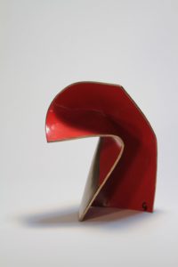 Joe Gitterman, "Movement 5", mirror polished bronze with automobile paint highlights