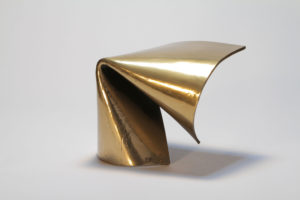 Joe Gitterman, "Movement 2", mirror polished bronze with automobile paint highlights
