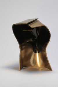 Joe Gitterman, "Dance 12," bronze cast from sheet wax, shadow areas paint, machine polished and polyurethane coated