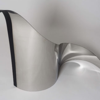 Joe Gitterman, "Gesture 15," mirrored stainless steel, powder coating on non-mirrored side