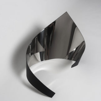 Joe Gitterman, "Gesture 13," mirrored stainless steel, powder coating on non-mirrored side