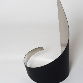 Joe Gitterman, "Gesture 14," mirrored stainless steel, powder coating on non-mirrored side