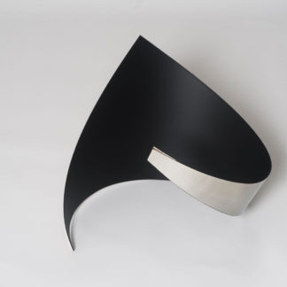 Joe Gitterman, "Gesture 12," mirrored stainless steel, powder coating on non-mirrored side