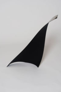 Joe Gitterman, "Gesture 10," mirrored stainless steel, powder coating on non-mirrored side