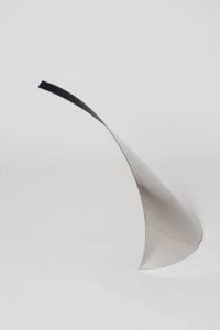 Joe Gitterman, "Gesture 11," mirrored stainless steel, powder coating on non-mirrored side