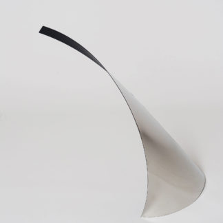Joe Gitterman, "Gesture 11," mirrored stainless steel, powder coating on non-mirrored side