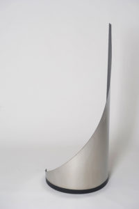 Joe Gitterman, "Gesture 6," mirrored stainless steel, powder coating on non-mirrored side