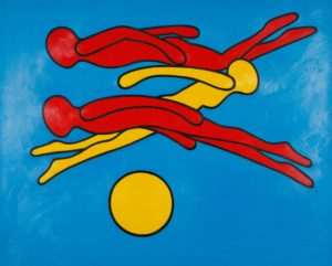 Three Flying Nudes in Sun