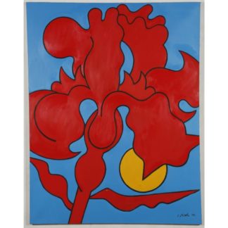 Red Iris on Blue