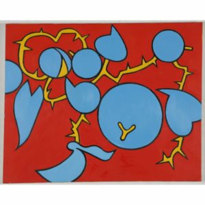 Blue Fruit on Red
