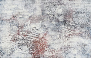 Laura Fayer, "Silver Lake," acrylic, Japanese paper on canvas